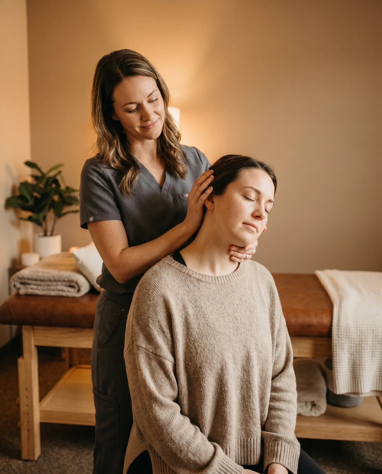 Chiropractor performing cervical mobilization for neck pain in Round Rock TX